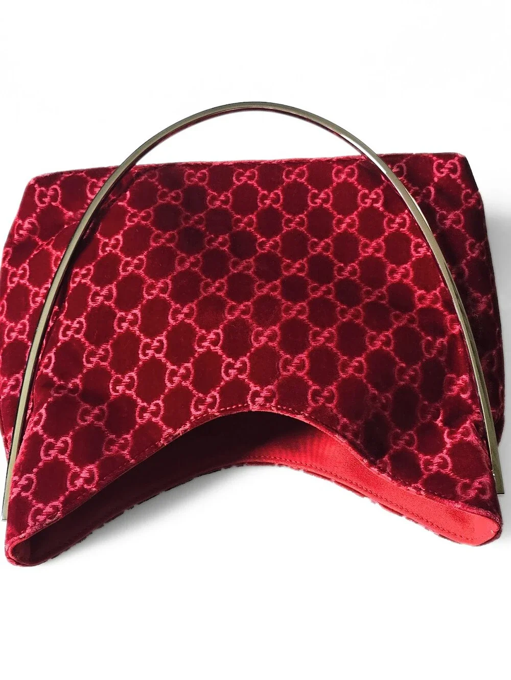 **SOLD*Gucci by Tom Ford 1997 Red Velvet GG Monogram Chrome Handle ASO The Nanny - Picture 9 of 16
